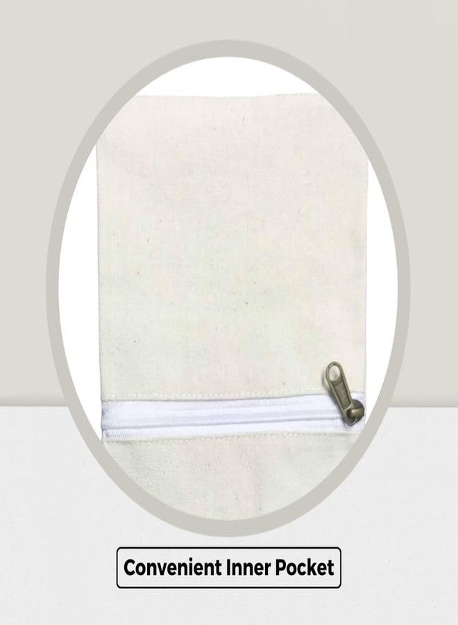 Roundsun Eco-Friendly Printed White Canvas Horizontal Tote Bag Artistic Design Collection (White) (Lotus Lady) - Image 5